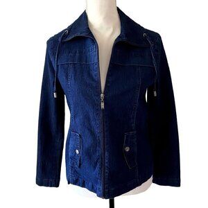 Studio Works Zip Up Denim Blouse | Denim Blue | Size PS